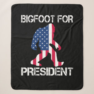 Bigfoot For President Funny Bigfoot Sherpa Blanket
