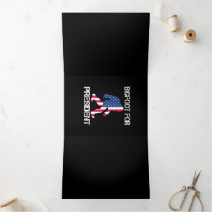Bigfoot For President Funny Bigfoot Tri-Fold Holiday Card