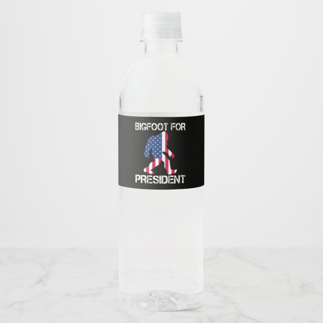 Bigfoot For President Funny Bigfoot Water Bottle Label (Front)