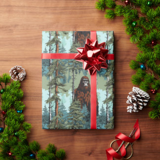 Bigfoot Forest Stare Down Scary  Wrapping Paper