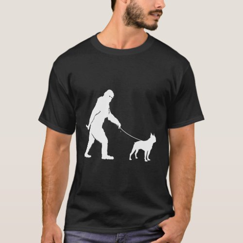 Bigfoot Fun Boston Terrier Dog Sasquatch T_Shirt