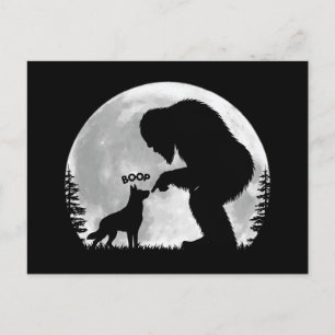 Bigfoot German Shepherd Nose Boop Holiday Postcard