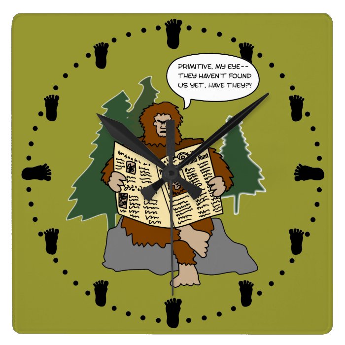 Bigfoot Gifts Funny Sasquatch Cartoon Wall Clock