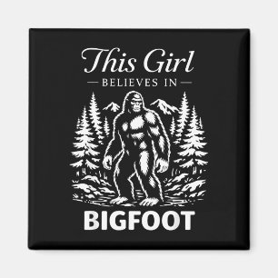 Bigfoot girl believer sasquatch cryptid forest magnet