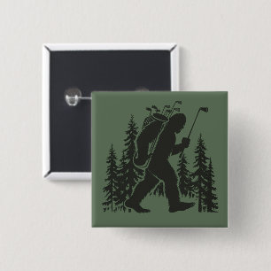 Bigfoot Golfer Tree Funny Sasquatch Golfing Golf Button