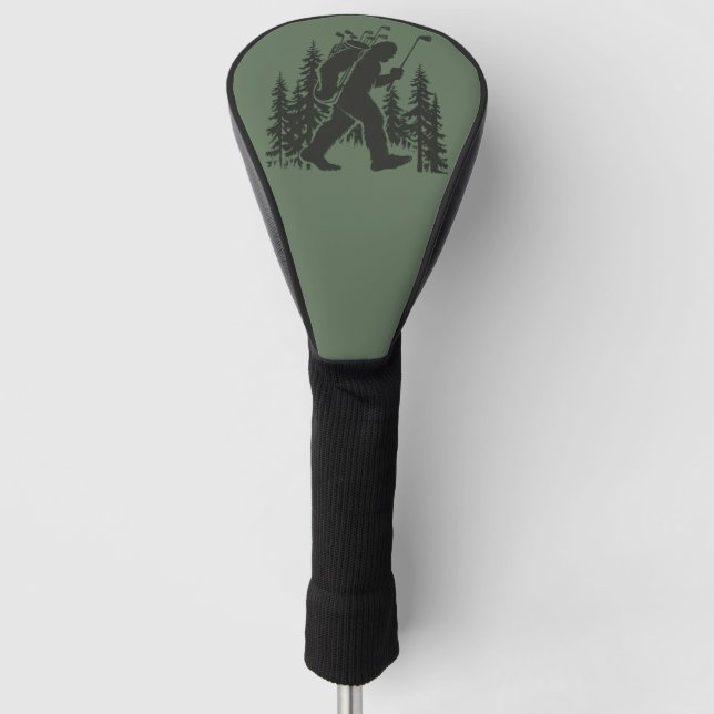 Bigfoot Golfer Tree Funny Sasquatch Golfing Golf Head Cover (Front)