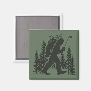 Bigfoot Golfer Tree Funny Sasquatch Golfing Golf Magnet
