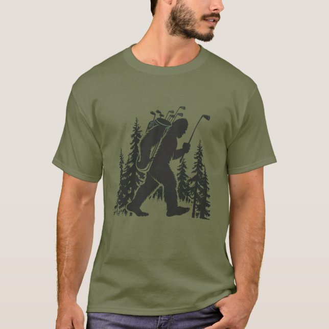 Bigfoot Golfer Tree Funny Sasquatch Golfing Golf T-Shirt (Front)