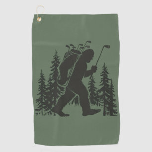 Bigfoot Golfer Tree Funny Sasquatch Golfing Golf Towel