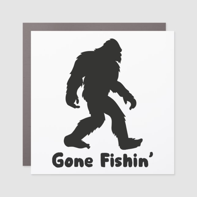 Bigfoot, Gone Fishin’ Car Magnet (Front)