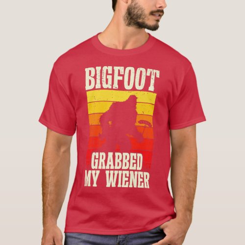 Bigfoot Grabbed My Wiener Retro Humor Premium  T_Shirt