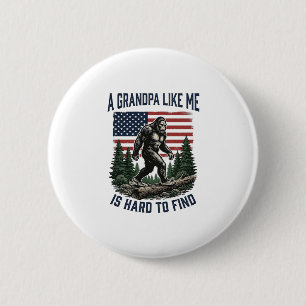 Bigfoot Grandpa Vintage American Flag Shirt Design Button