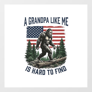Bigfoot Grandpa Vintage American Flag Shirt Design Floor Decals