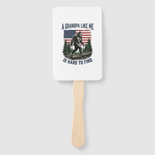 Bigfoot Grandpa Vintage American Flag Shirt Design Hand Fan