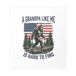 Bigfoot Grandpa Vintage American Flag Shirt Design Notepad