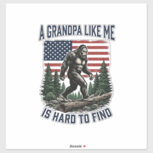 Bigfoot Grandpa Vintage American Flag Shirt Design Sticker
