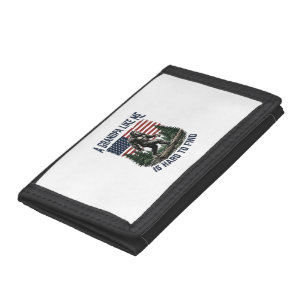 Bigfoot Grandpa Vintage American Flag Shirt Design Trifold Wallet
