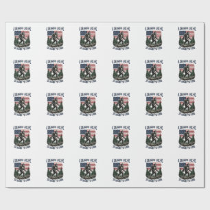 Bigfoot Grandpa Vintage American Flag Shirt Design Wrapping Paper