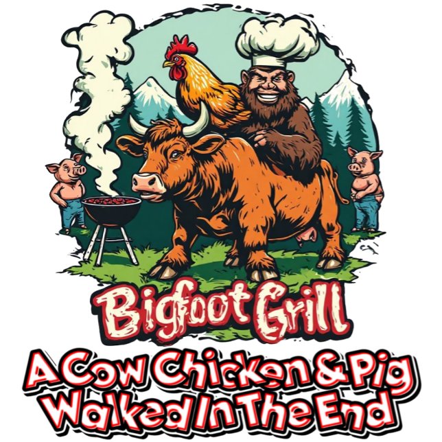 Bigfoot Grill A Cow chicken & Pig Walk in The End T-Shirt (Creator Uploaded)