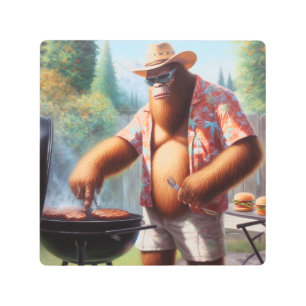 Bigfoot Grilling Burgers Metal Print