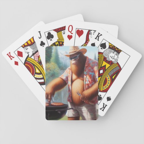 Bigfoot Grilling Burgers Playing Cards