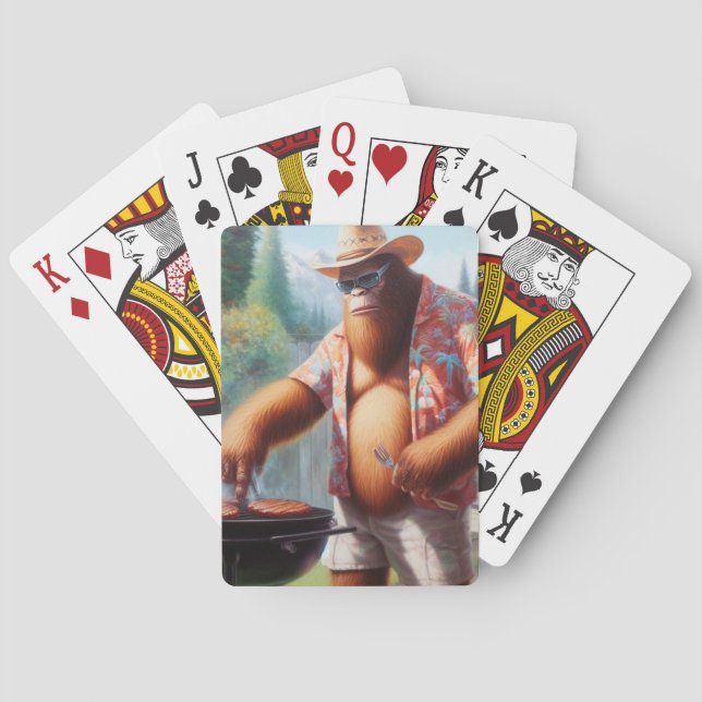 Bigfoot Grilling Burgers Poker Cards (Back)