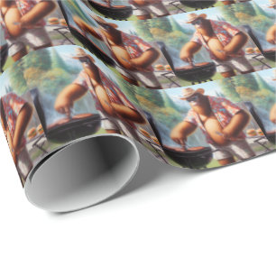 Bigfoot Grilling Burgers Wrapping Paper