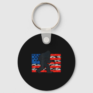 Bigfoot gun owner us american flag sasquatch rifle keychain