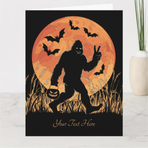 Bigfoot Halloween Orange and Black Personalizable Card