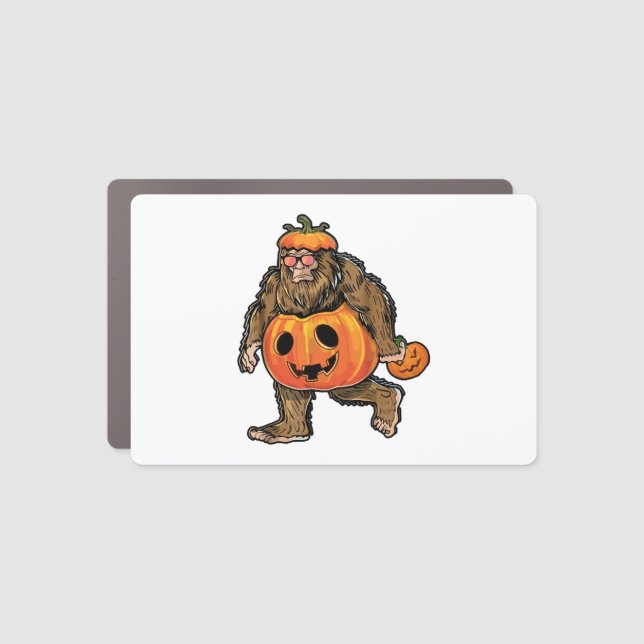 Bigfoot Halloween Pumpkin halloween Car Magnet (Front)