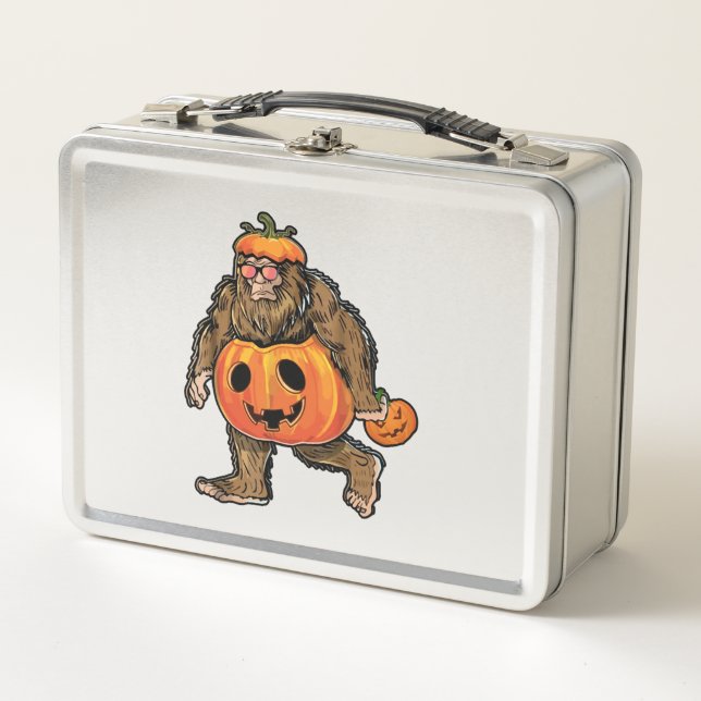 Bigfoot Halloween Pumpkin halloween Metal Lunch Box (Front)