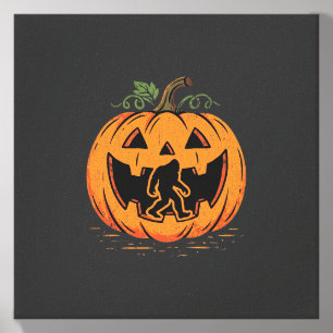 Bigfoot Halloween Pumpkin Silhouette Design_1 Canvas Photo Tile