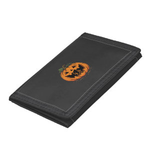 Bigfoot Halloween Pumpkin Silhouette Design_1 Trifold Wallet