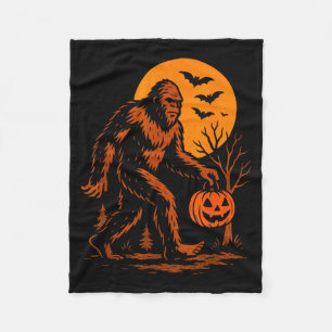 Bigfoot Halloween Sasquatch Jack O Lantern Fleece Blanket
