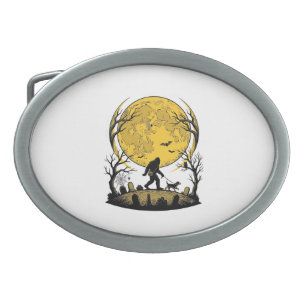 Bigfoot Halloween Shirt Full Moon Dog Walk_1 Belt Buckle