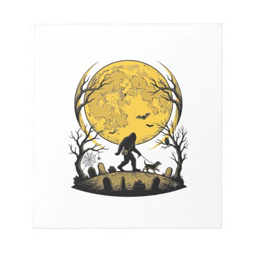Bigfoot Halloween Shirt Full Moon Dog Walk_1 Notepad