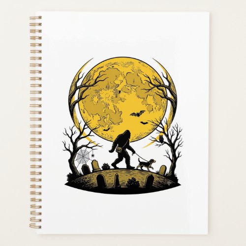 Bigfoot Halloween Shirt Full Moon Dog Walk_1 Planner