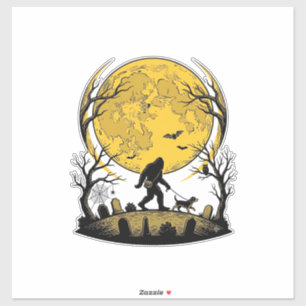 Bigfoot Halloween Shirt Full Moon Dog Walk_1 Sticker