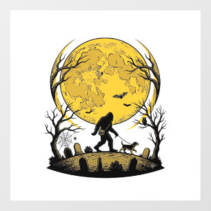 Bigfoot Halloween Shirt Full Moon Dog Walk_1 Window Cling