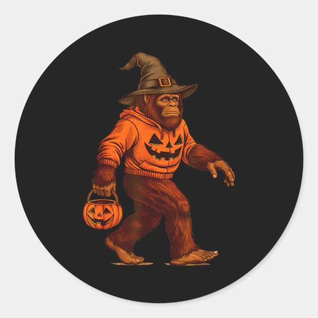 Bigfoot Halloween Trick Or Treat Sasquatch Costume Classic Round Sticker (Front)
