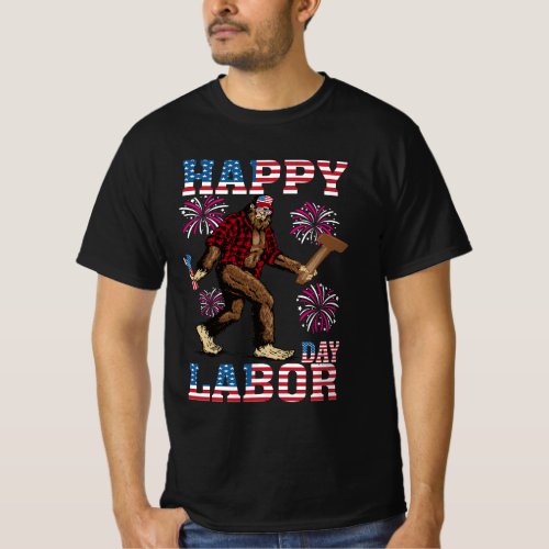 Bigfoot Happy Labor Day T_shirt Man Women Kids