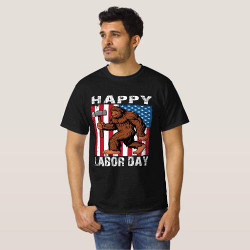 Bigfoot Happy Labor Day T_shirt Man Women Kids