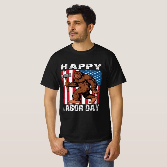Bigfoot Happy Labor Day T-shirt Man Women Kids (Front Full)