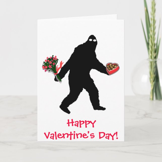 Bigfoot Happy Valentine's Day! Holiday Card (Front)