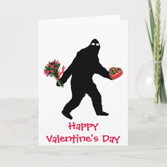 Bigfoot Happy Valentine's Day Holiday Card (Front)