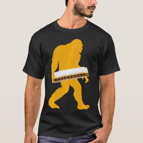 Bigfoot Harmonica Sasquatch Harpist French Harp Pl T_Shirt