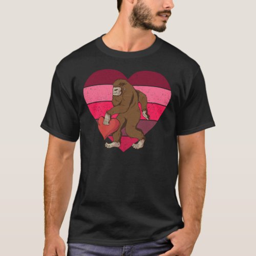 Bigfoot Heart Funny Valentine Day Love Sasquatch Y T_Shirt