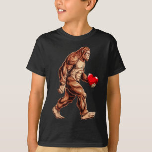Bigfoot Heart Funny Valentines Day Boys Kids Sasqu T-Shirt