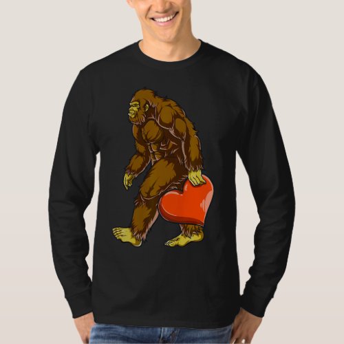 Bigfoot Heart Funny Valentines Day Men Love T_Shirt