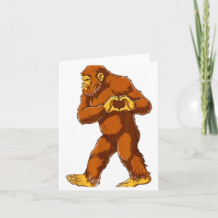 Bigfoot Heart Hands Funny Sasquatch Lover Valentin Card